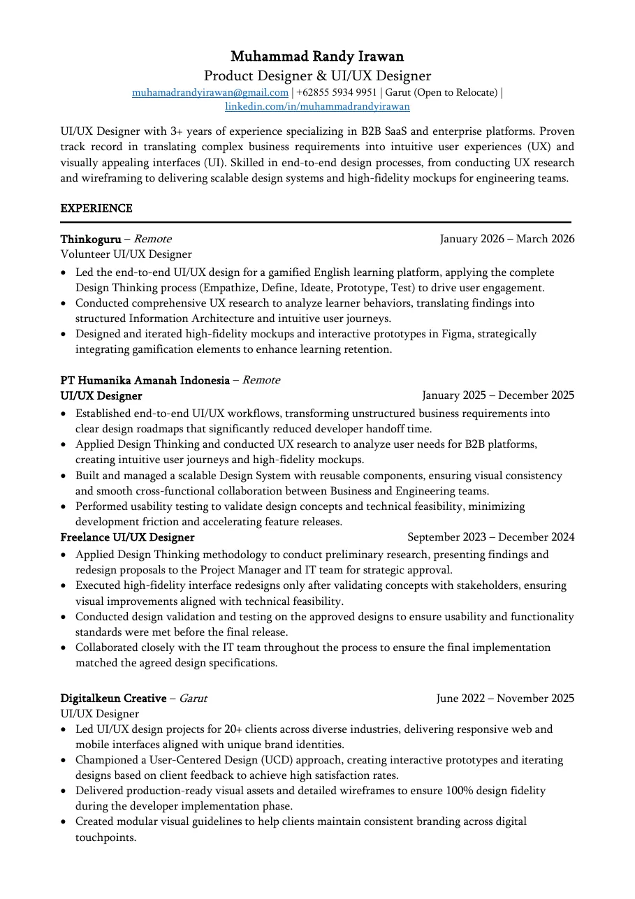 CV page 1 of 3: summary and experience