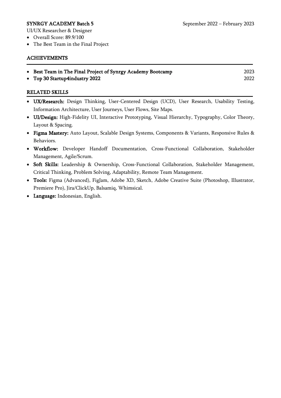 CV page 3 of 3: skills and tools